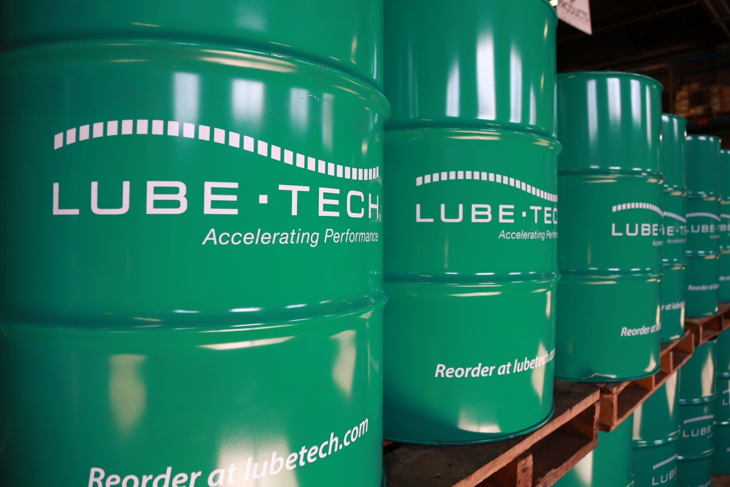 row of Lube-Tech drums