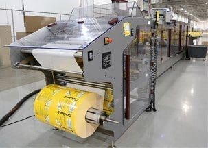 flexible oil packaging on production line
