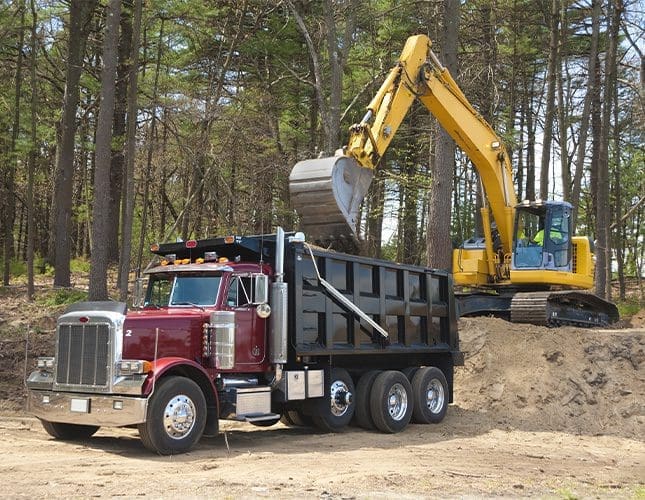 dump truck and construction equipment